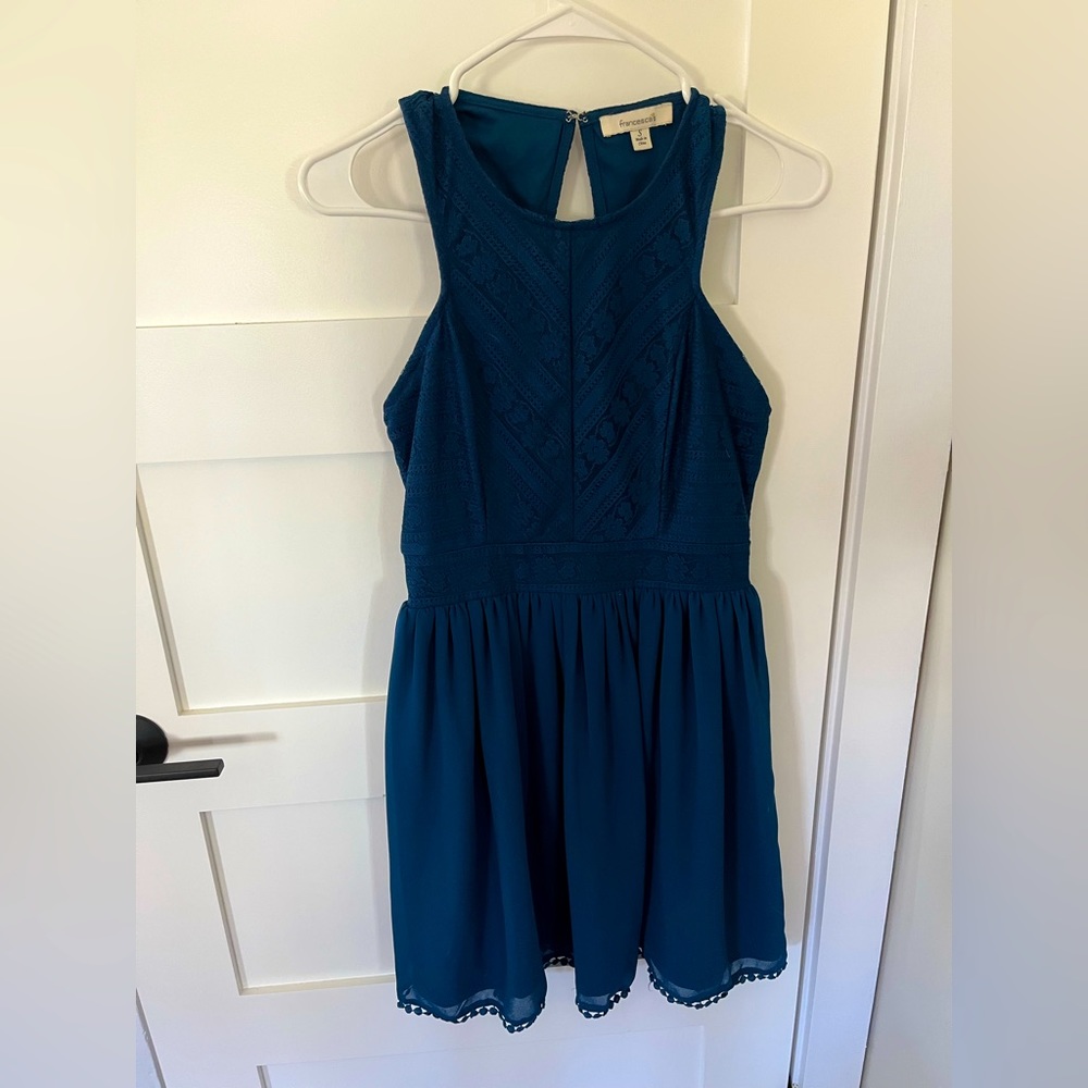 Francesca’s turquoise dress